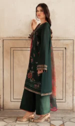 JZ-580 Dhanak Embroidered Suit With Digital Printed Woolen Shawl