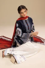 RR-610 Unstitched Dhanak Stuff Full Embroidered Suit With Printed Wool Shawl