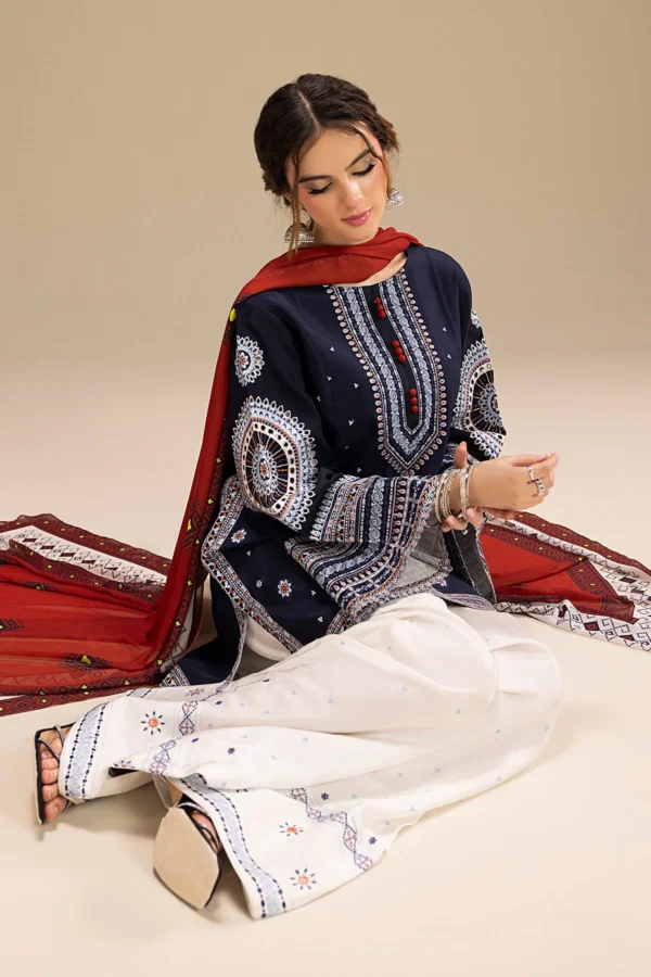 RR-610 Unstitched Dhanak Stuff Full Embroidered Suit With Printed Wool Shawl