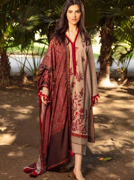 SN-620 Unstitched Fully Embroided Dhanak Suit With Wool Shawl