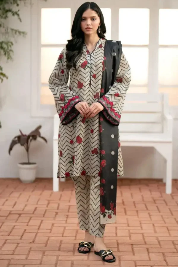 BK178 Khaddar 3pc Digital Printed Suit With Digital Printed Khaddar Dupatta