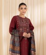 SP-715 Unstitched Embroidered Dhanak Suit 3pc With Digital Printed Woolen Shawl