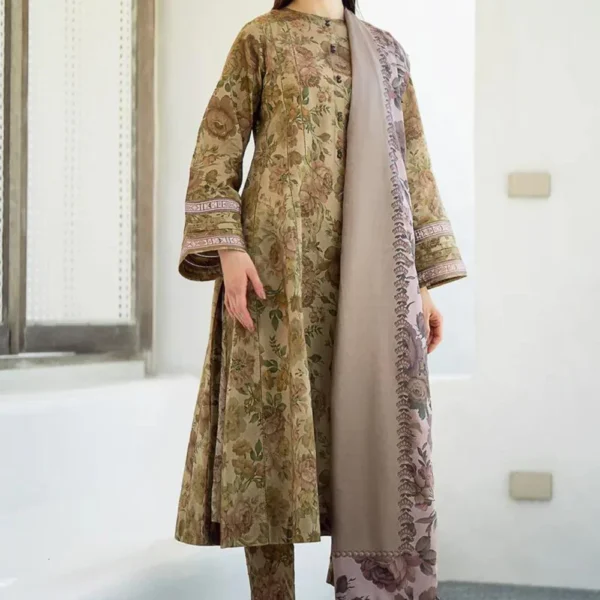 Khaddar 3pc Digital Printed Suit With Digital Printed Khaddar Dupatta