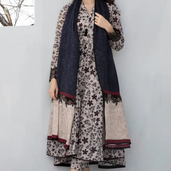 BQ-410 Digital Printed Khaddar 3Pc Suit With Digital Printed Khaddar Dupatta