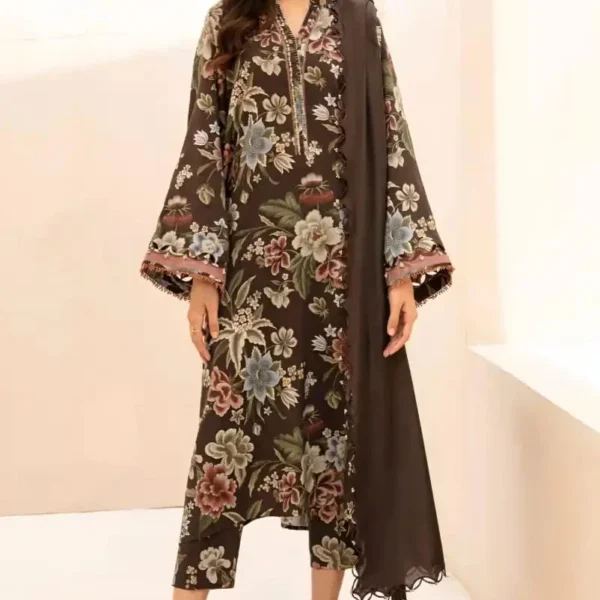 Khaddar 3pc Digital Printed Suit With Digital Printed Khaddar Dupatta