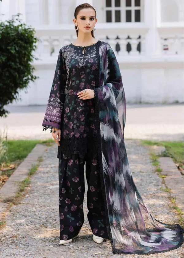 BQ-40 Digital Printed Khaddar Suit 3pc with Khaddar Digital Printed Dupatta & Embroidered Patches