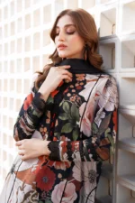 BQ-40 Digital Printed Khaddar Suit 3pc with Khaddar Digital Printed Dupatta & Embroidered Patches