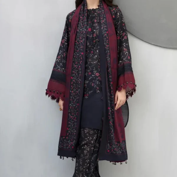 BQ-406 Digital Printed Khaddar 3Pc Suit With Digital Printed Khaddar Dupatta