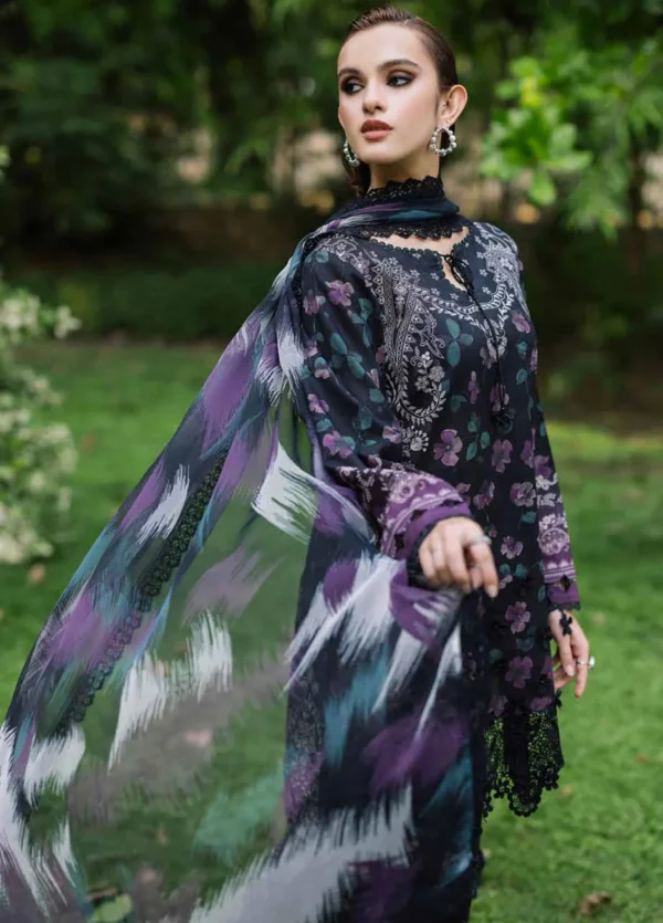 BQ-40 Digital Printed Khaddar Suit 3pc with Khaddar Digital Printed Dupatta & Embroidered Patches