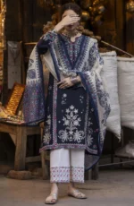AK-905 Dhanak Embroidered Suit With Digital Printed Woolen Shawl