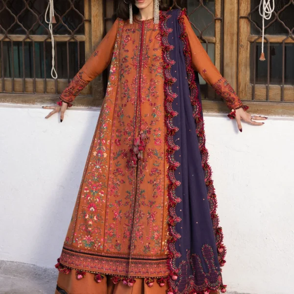 MB-610 Unstitched Heavy Embroidered Dhanak Suit With Embroidered Dhanak Shawl