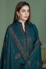 AJ-940 Unstitched Dhanak Stuff Full Embroidered Suit With Dhanak Embroiderd Shawl