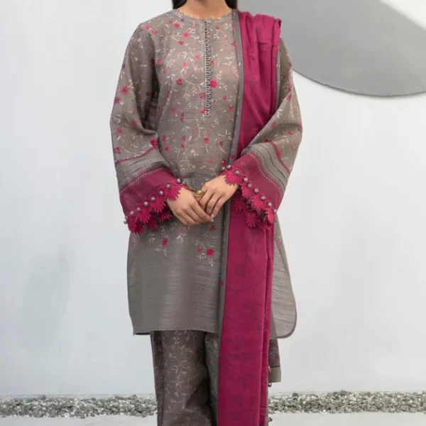 BQ-405 Digital Printed Khaddar 3Pc Suit With Digital Printed Khaddar Dupatta