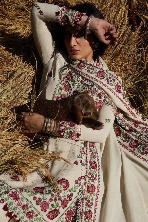 3 Piece - Unstitched Dhanak Stuff Full Embroidered Suit With Dhanak Embroiderd Shawl