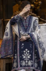 AK-905 Dhanak Embroidered Suit With Digital Printed Woolen Shawl