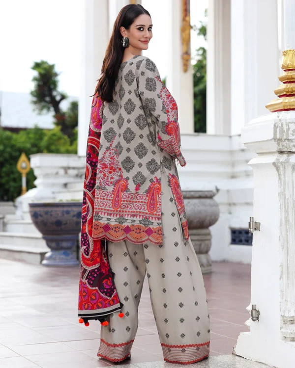 CH-75 Unstitched Digital Printed Khaddar Fabric With Embroidered Laces