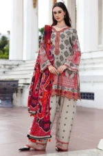 CH-75 Unstitched Digital Printed Khaddar Fabric With Embroidered Laces