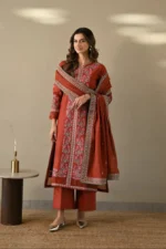 CO-635 Unstitched Embroidered Dhanak Suit 3pc With Embroidered Dhanak Shawl