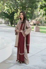 KD-910 Unstitched Heavy Embroidered Dhanak Suit With Embroidered Dhanak Shawl