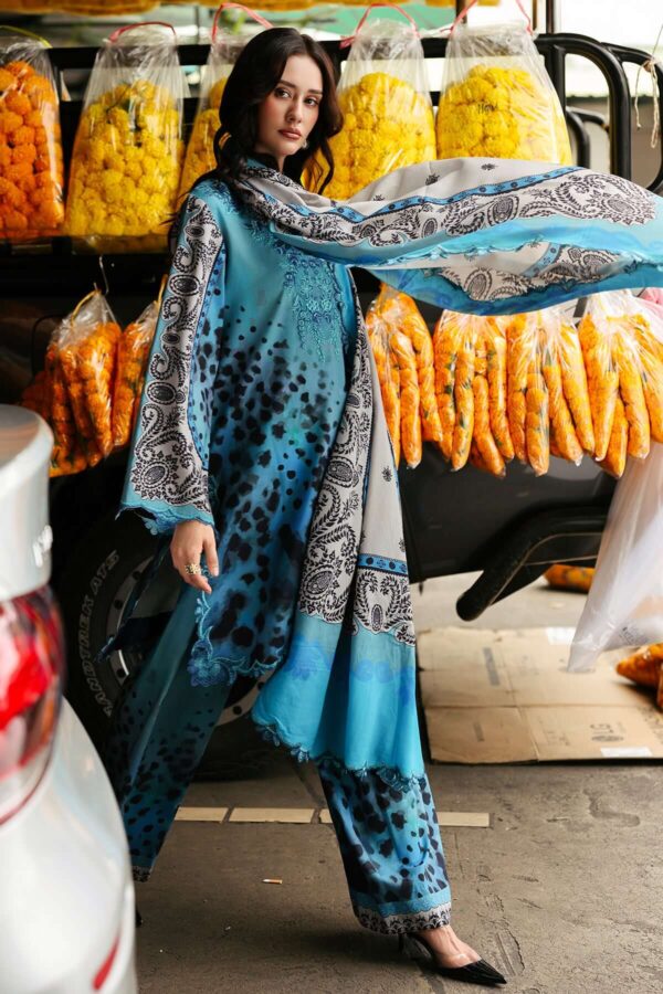 CH-80 Digital Printed Khaddar Suit 3pc with Khaddar Digital Printed Dupatta & Embroidered Patche