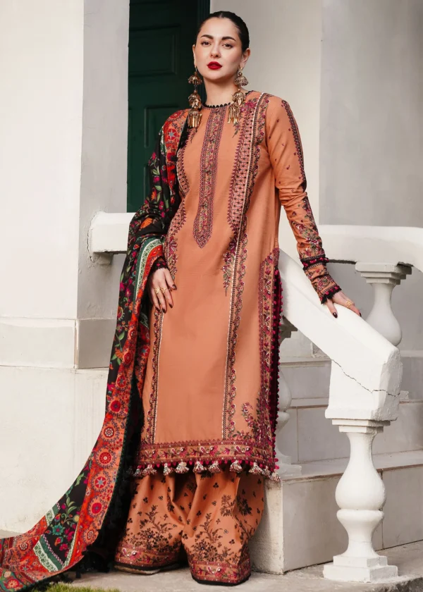 Unstitched Heavy Embroidered Dhanak Suit ( Printed Woolen Shawl )