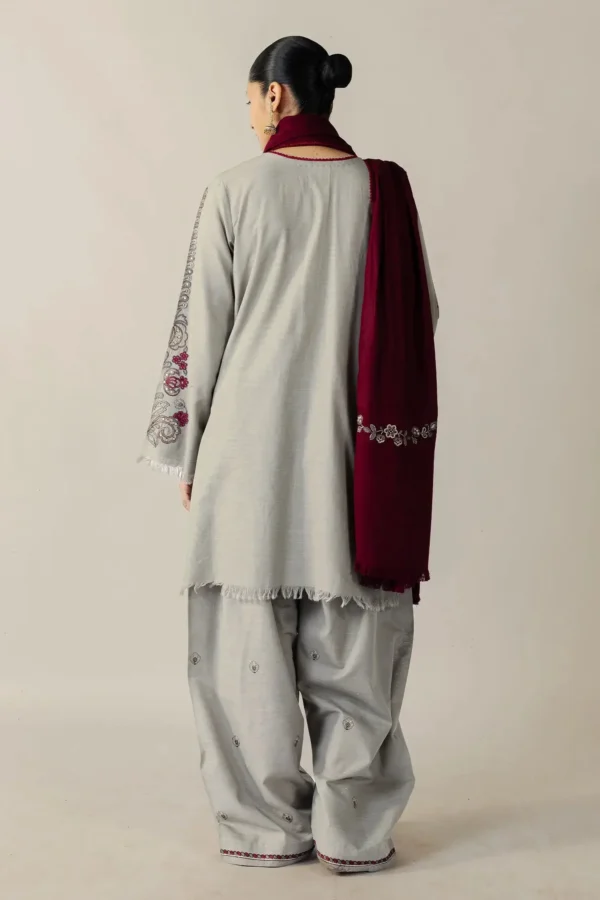 Unstitched Heavy Embroidered Dhanak Suit ( Plain Dyed Dhanak Shawl )