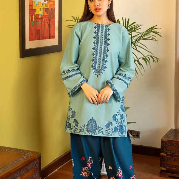 2-Piece-Unstitched Dhanak Stuff Full Embroidered Suit