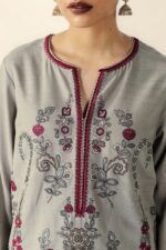 Unstitched Heavy Embroidered Dhanak Suit ( Plain Dyed Dhanak Shawl )