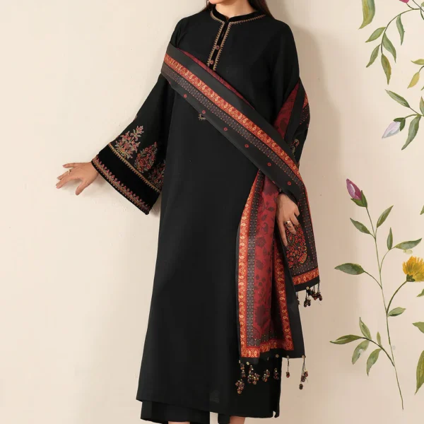 BQ-145 Unstitched Dhanak Suit with Printed Wool Shawl
