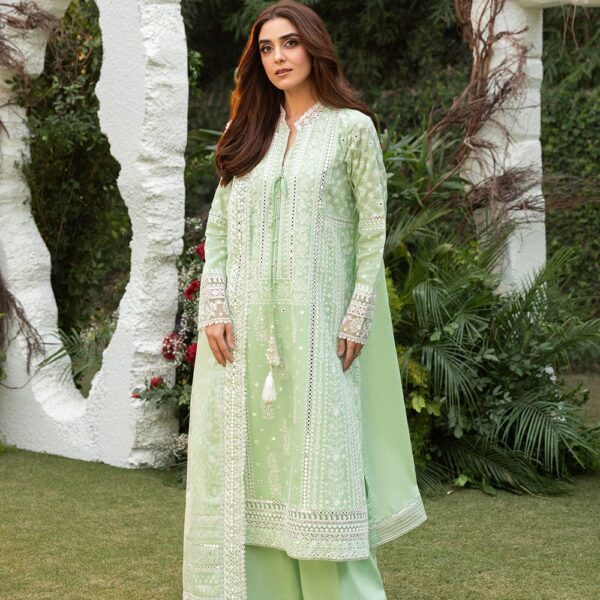 Un-Stitched Lawn Embroidered 3pc With Organza Embroidered Dupatta