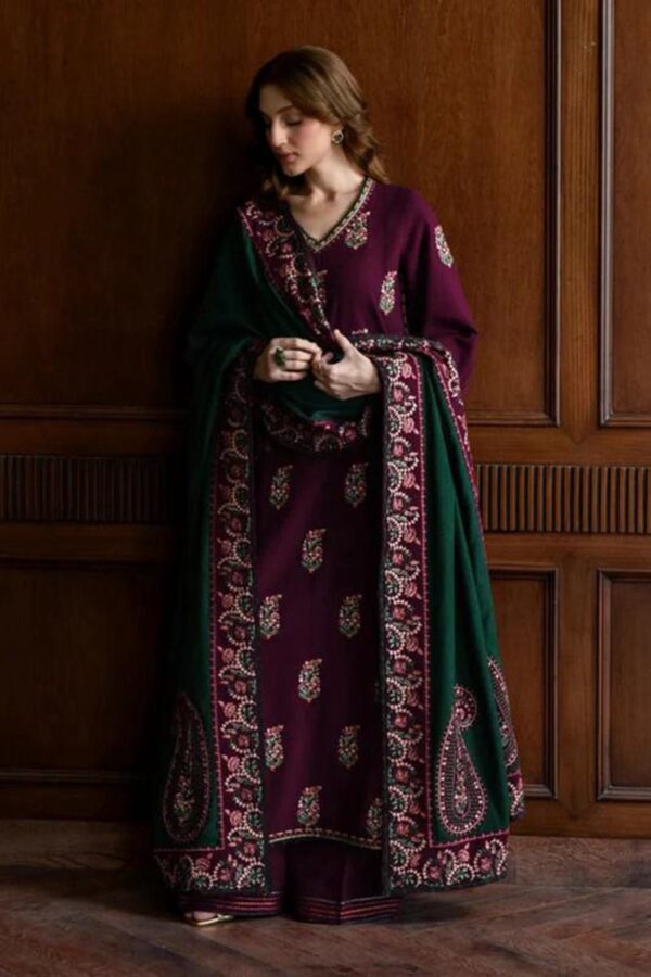 BT-15 Lawn Unstitched Embroidered 3pc Suit With Lawn Embroidered Dupatta