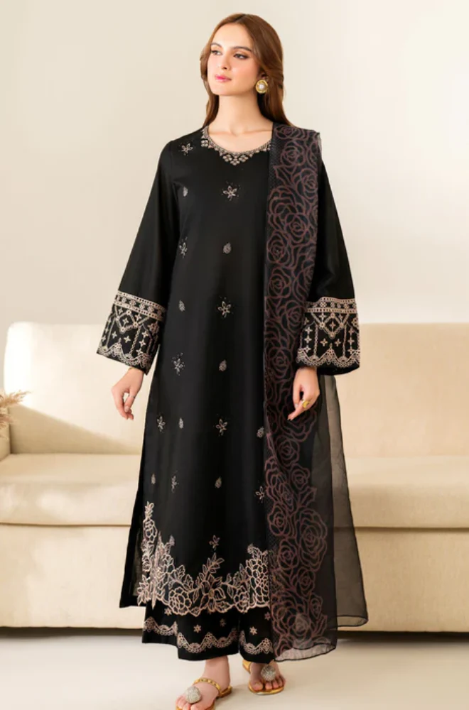 GA-11Unstitched Embroidered Lawn Suit 3pc With Digital Printed Fancy Voil Dupatta