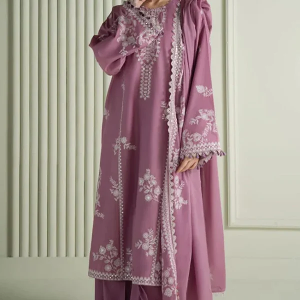 CS-900 Unstitched Heavy Embroidered Lawn Suit With Embroidered Lawn Shawl