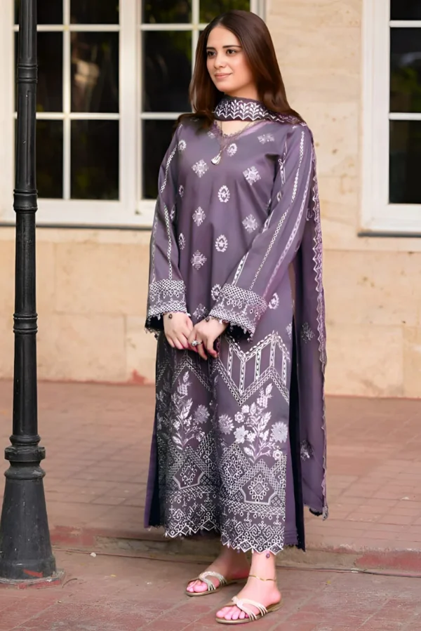 NS915 Unstitched Fully Embroidered Lawn Suit With Embroidered Chiffon Dupatta