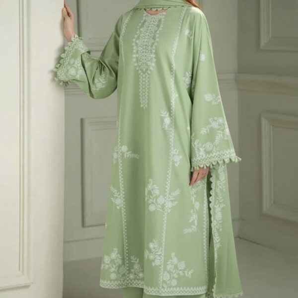 D#9 Unstitched Embroidered Lawn Suit With Chiffon Printed Dupatta