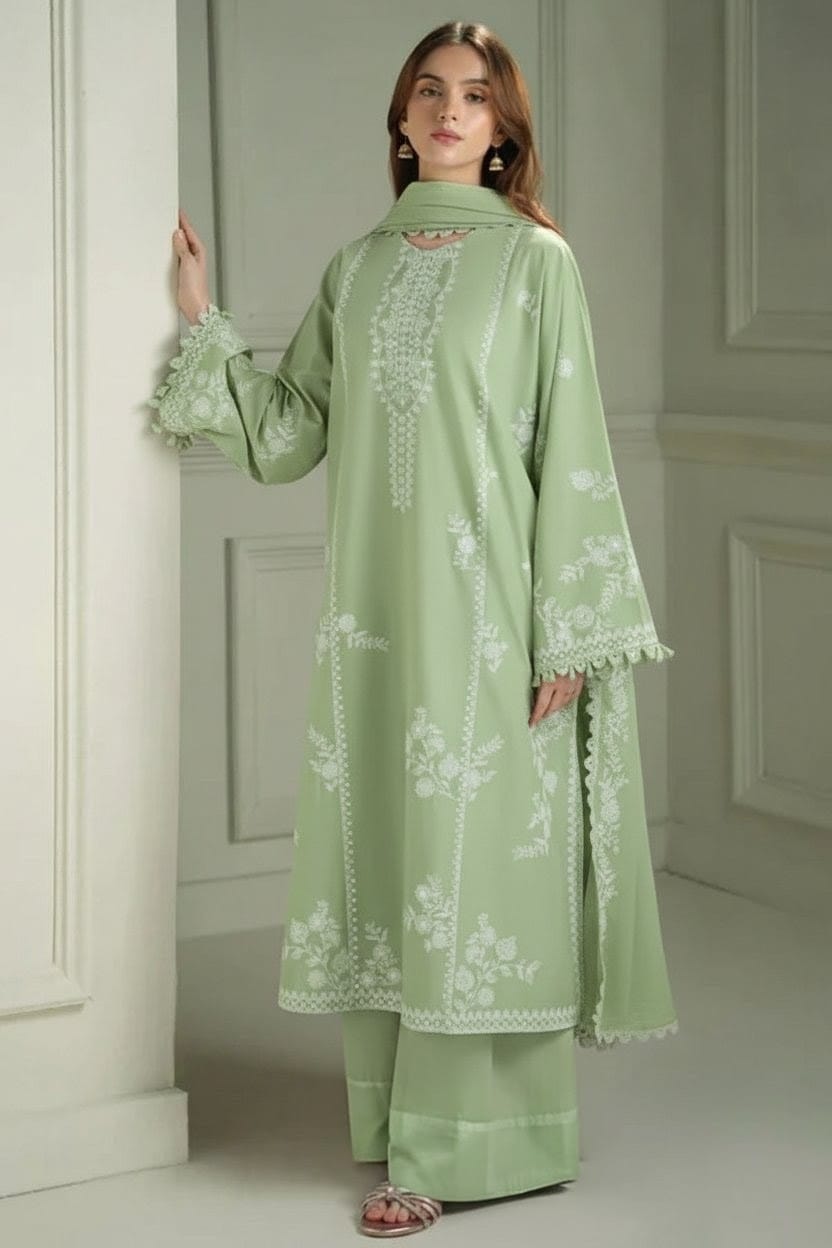 D#9 Unstitched Embroidered Lawn Suit With Chiffon Printed Dupatta