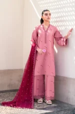 Unstitched Embroidered Lawn Suit 3pc With Bamber Chiffon Embroidered Dupatta