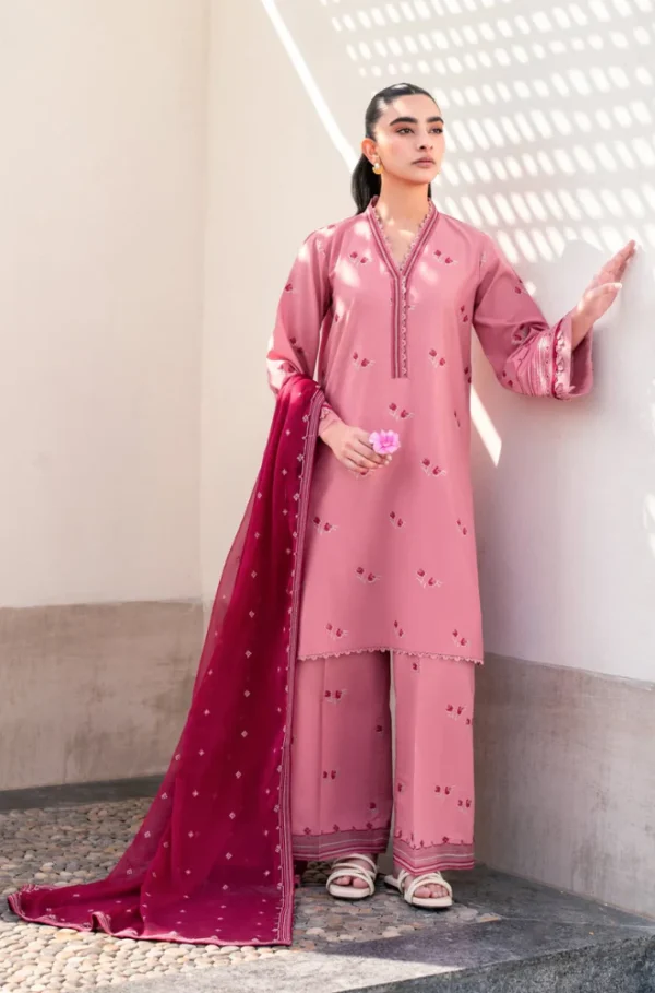 Unstitched Embroidered Lawn Suit 3pc With Bamber Chiffon Embroidered Dupatta