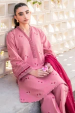 Unstitched Embroidered Lawn Suit 3pc With Bamber Chiffon Embroidered Dupatta