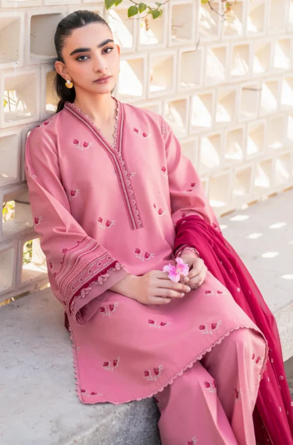 Unstitched Embroidered Lawn Suit 3pc With Bamber Chiffon Embroidered Dupatta