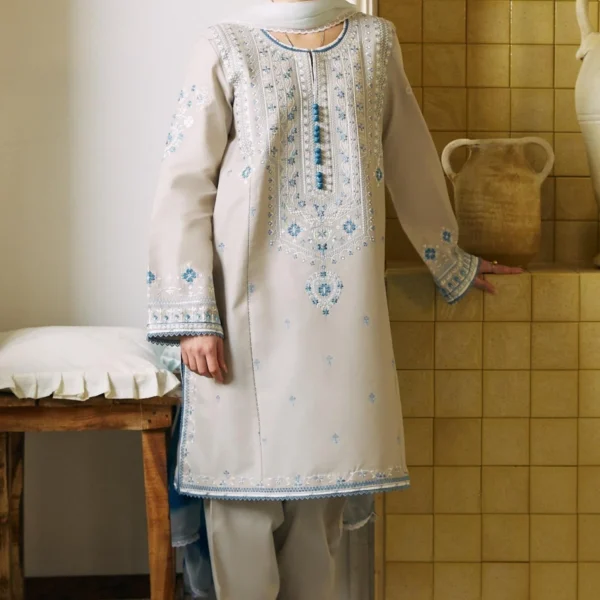 Zarashahjahan Unstitched Embroidered Lawn Suit With Chiffon Printed Dupatta