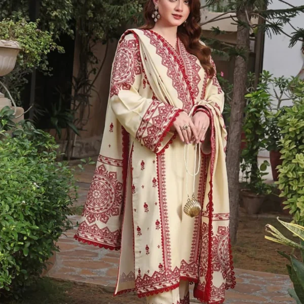 D#6 Unstitched Embroidered Lawn Suit With Chiffon Printed Dupatta