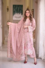 Aneelas Lawn Unstitched Embroidered with cotton Net heavy Embroidered Duppta