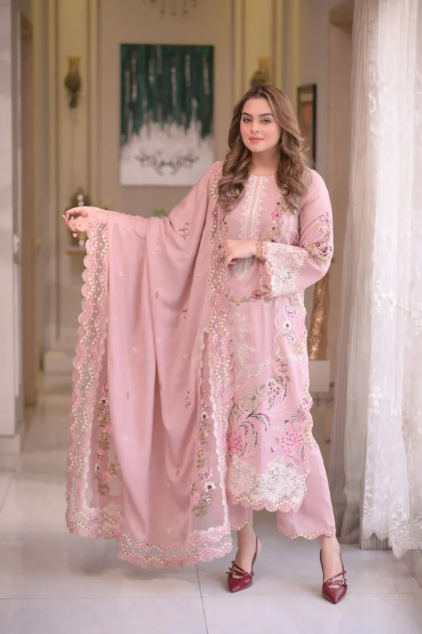 Aneelas Lawn Unstitched Embroidered with cotton Net heavy Embroidered Duppta
