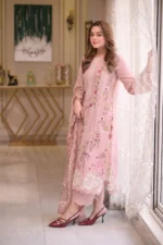 Aneelas Lawn Unstitched Embroidered with cotton Net heavy Embroidered Duppta