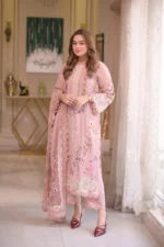 Aneelas Lawn Unstitched Embroidered with cotton Net heavy Embroidered Duppta