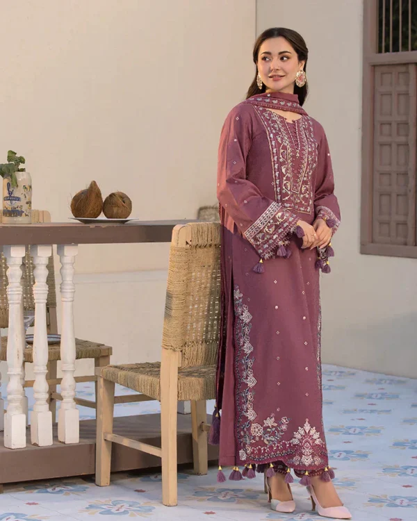 LAWN-3PC Embroidered Shirt with Chiffon Embroidered Dupatta