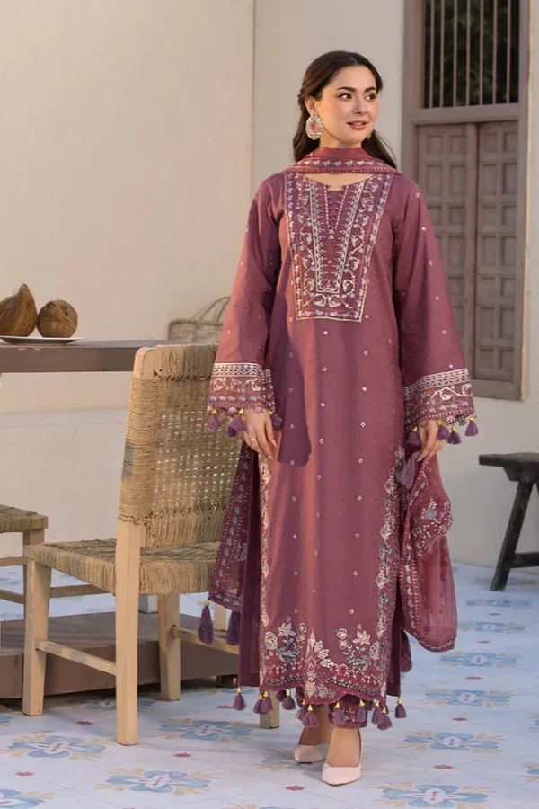 LAWN-3PC Embroidered Shirt with Chiffon Embroidered Dupatta