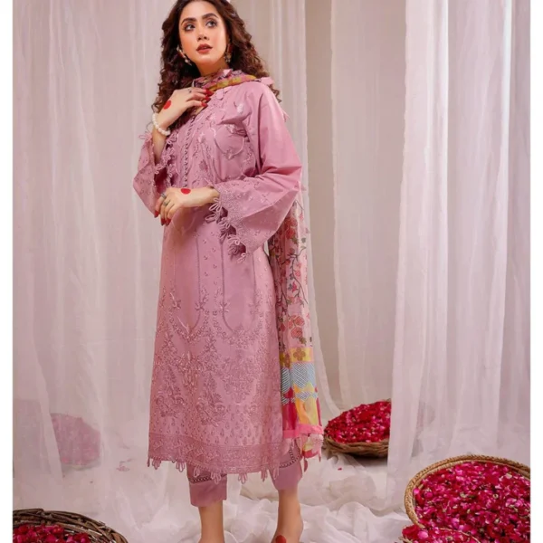 D#7 Unstitched Embroidered Lawn Suit With Chiffon Printed Dupatta