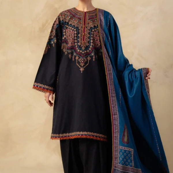 D#5 Unstitched Embroidered Lawn Suit With Chiffon Printed Dupatta